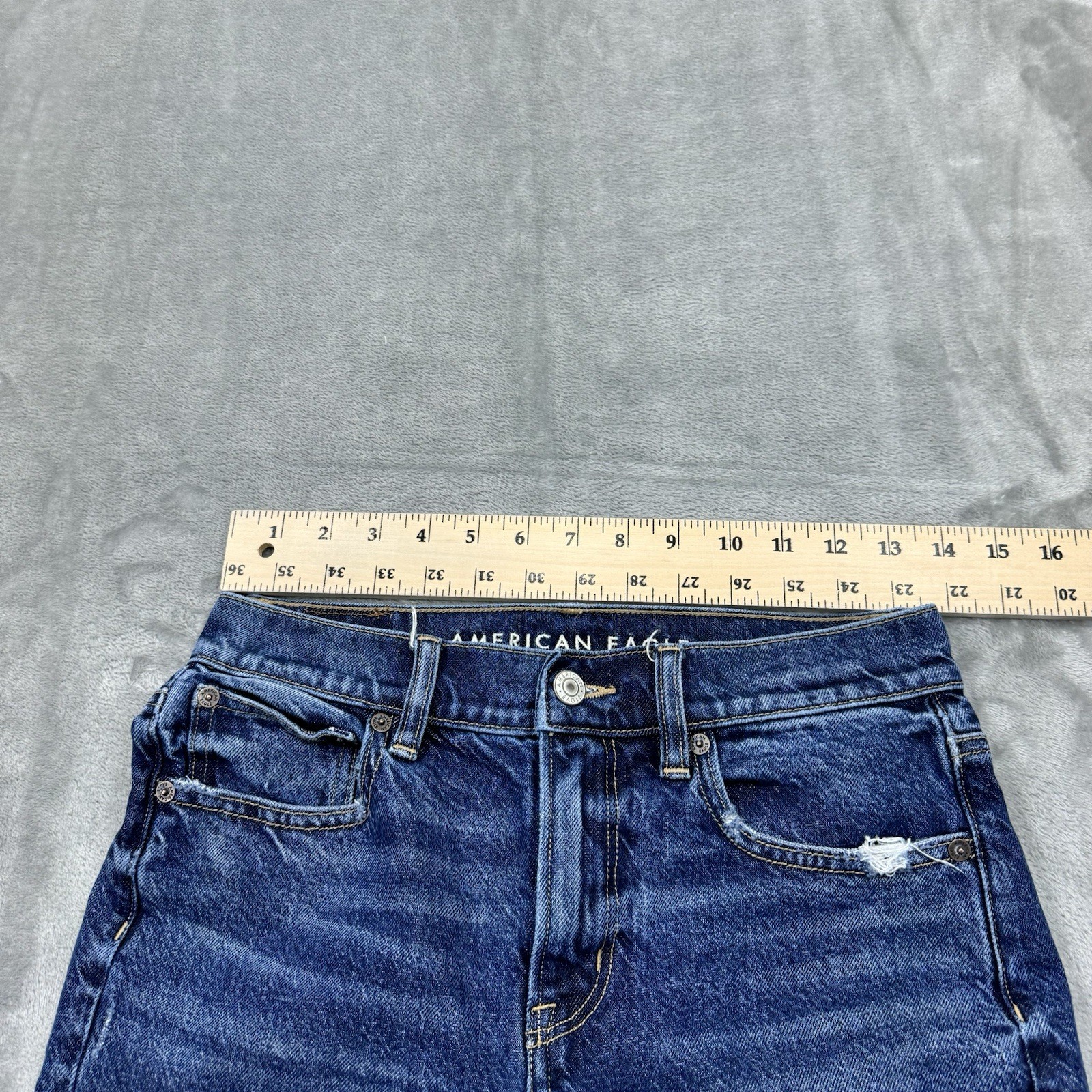 American Eagle Jeans Womens 2 Short Blue 90s Skinny Stretch Dark Wash Denim City