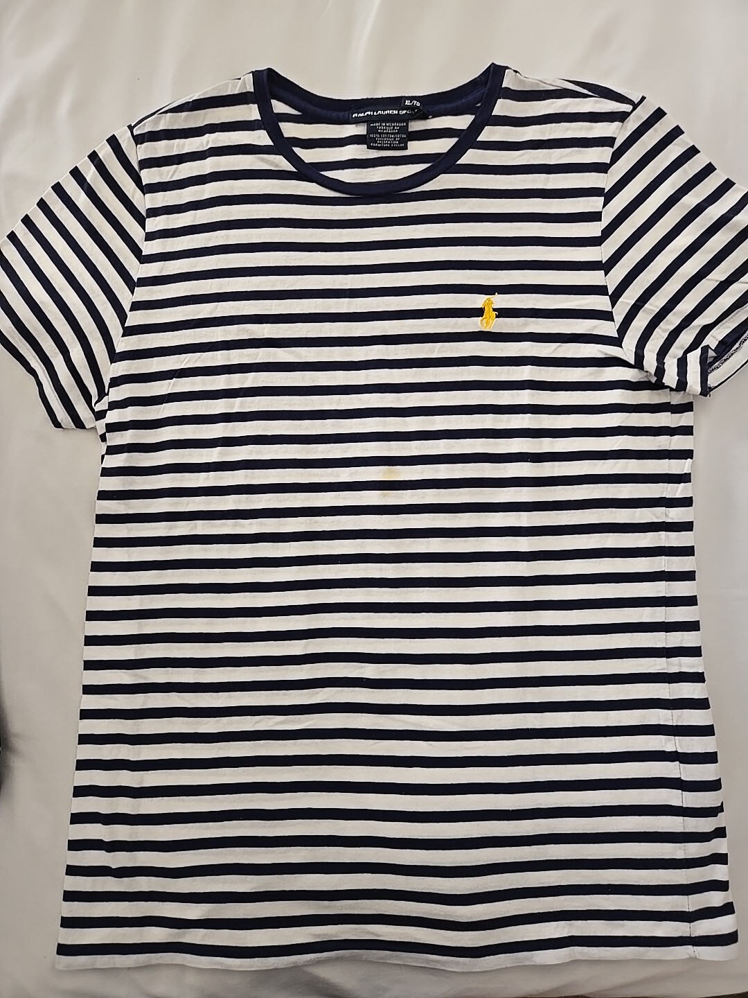 Ralph Lauren Blouse XL White Navy Sripes