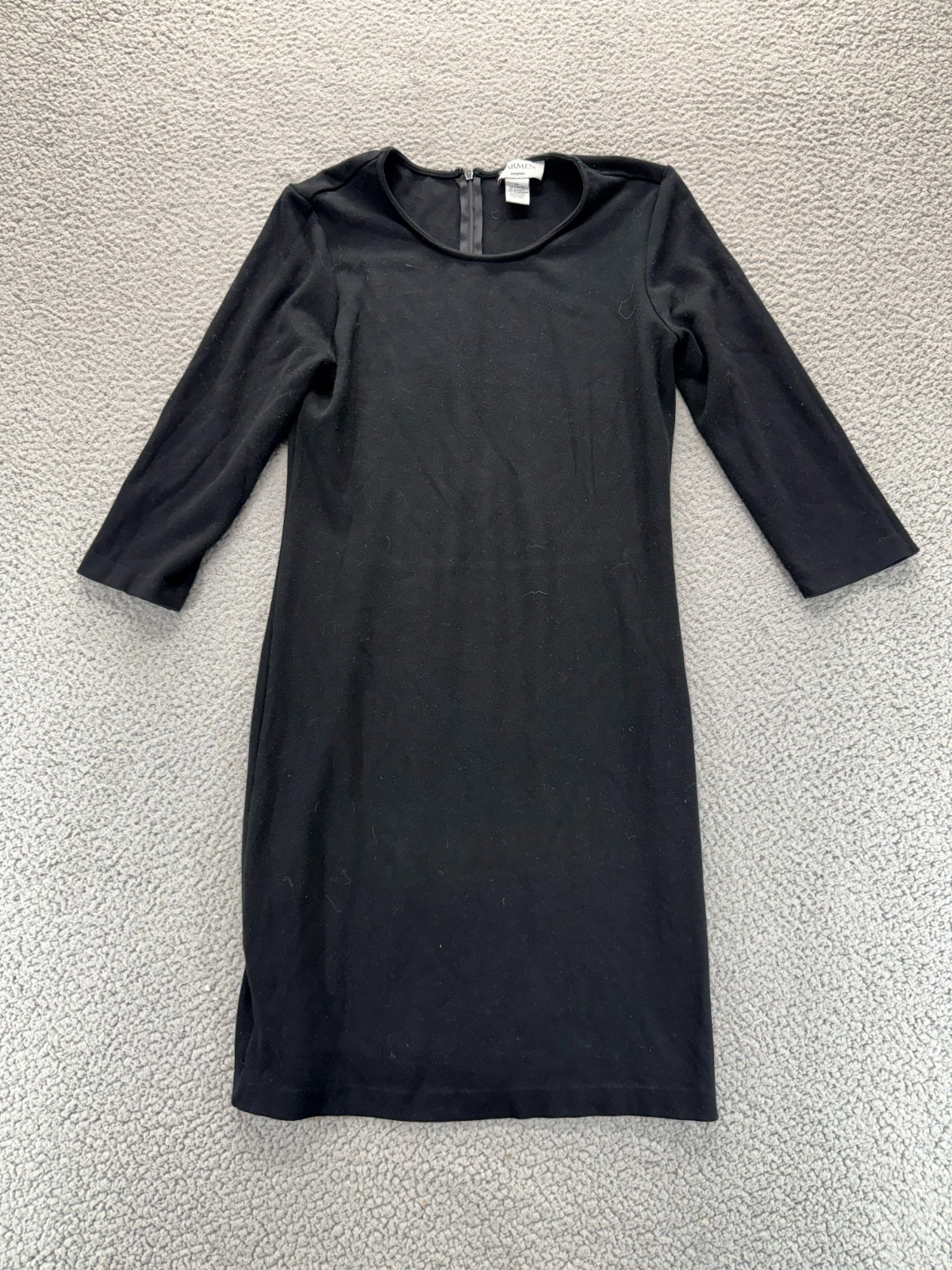 Carmen Marc Valvo Sheath Dress Medium Black Mini Minimalist Goth Corporate Chic