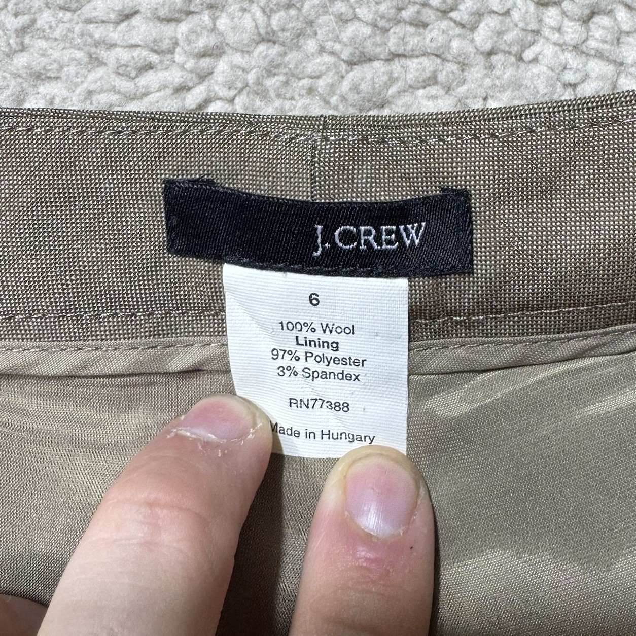 J Crew Pants Womens 6 Brown Dress Slacks Side Zip 100% Wool Mid Rise Lined 28×28