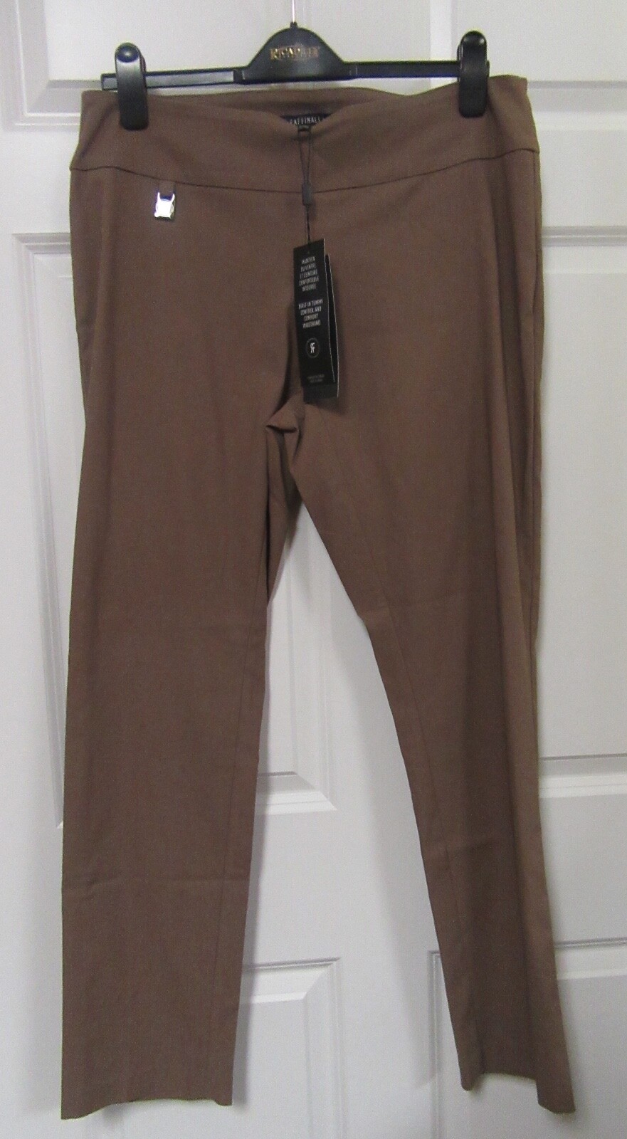 Raffinalla Rayon/Nylon Spandex Tummy Control Brown Taupe Pants SZ 16
