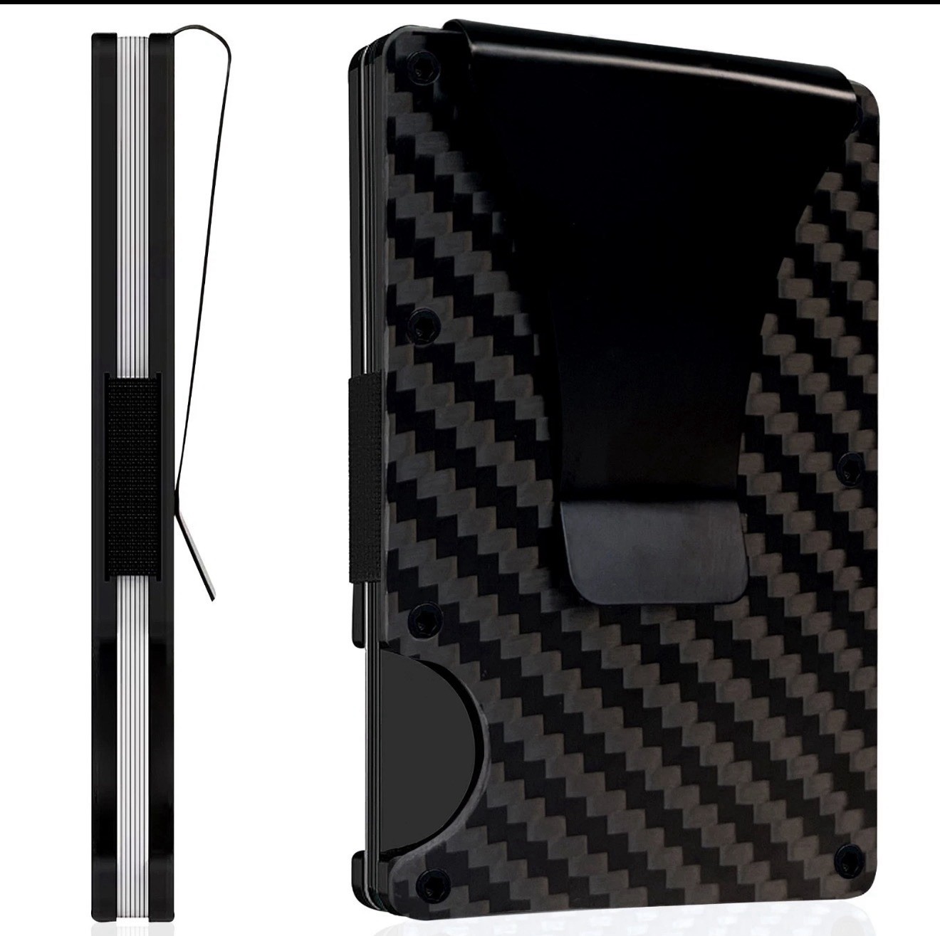 Men’s RFID Blocking Slim Money Clip Carbon Fiber Wallet ID Credit Card Holder