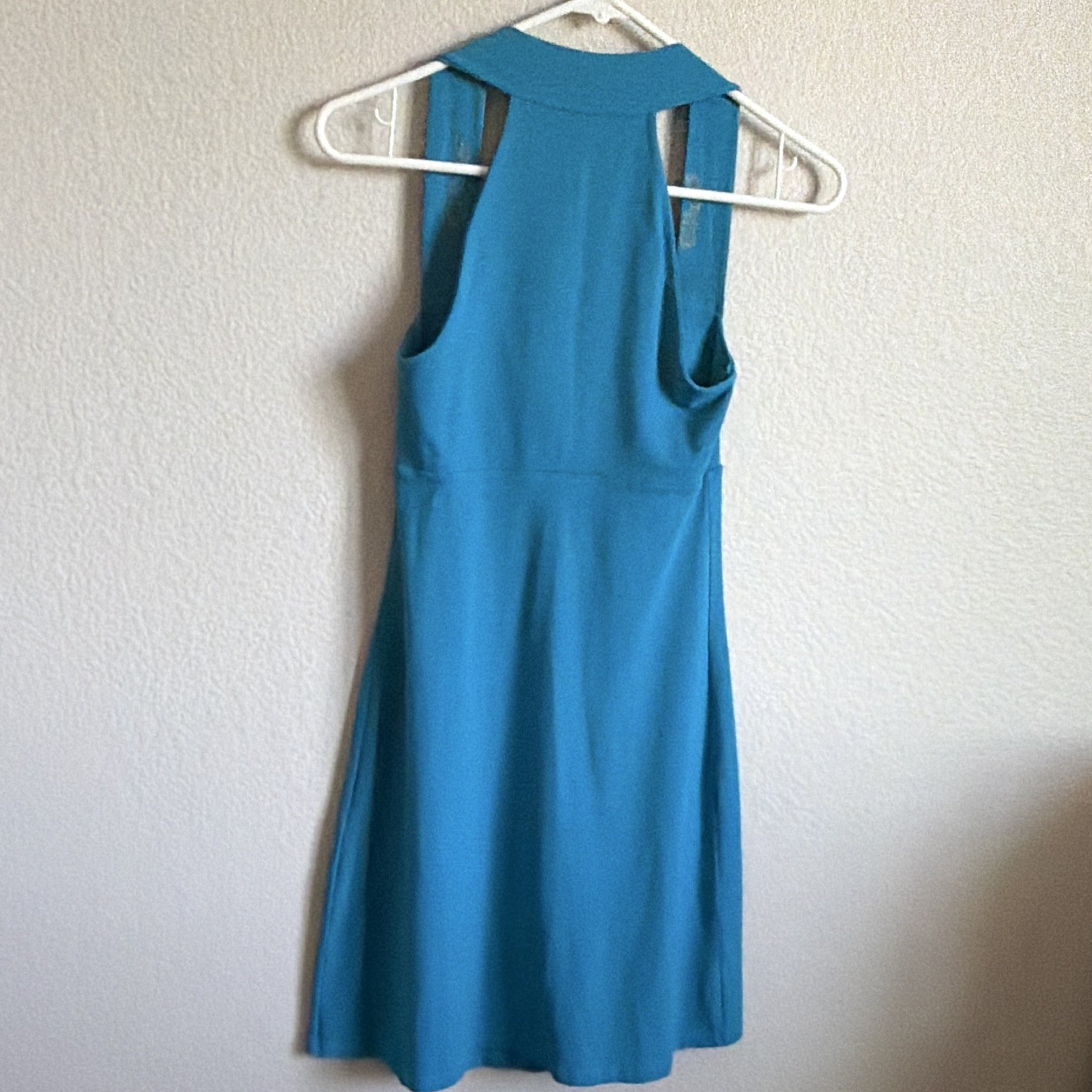 Susana Monaco Blue Solid Square Neck Sleeveless A-Line Knee Dress Size S