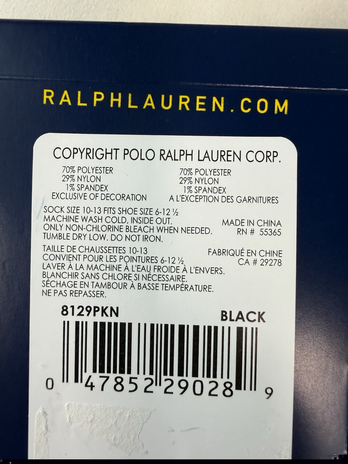 NWT Polo Ralph Lauren 3 Pair Black Size 10-13, Shoe Size 6-12.5