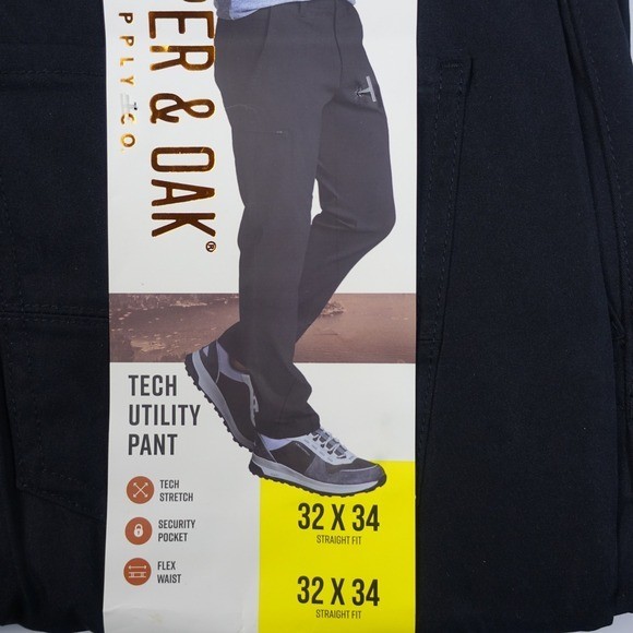 Copper and Oak Supply Co Mens 32×34 Black Straight Fit Tech Utility Pants