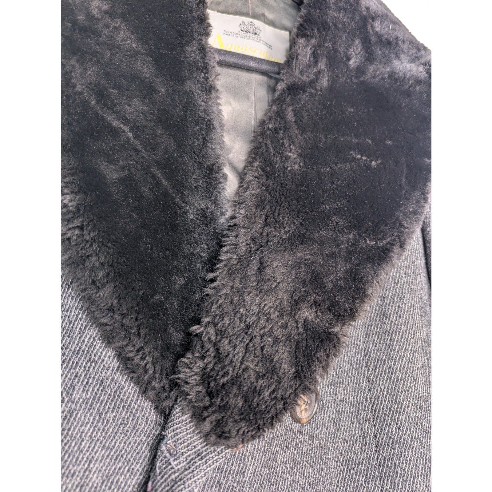 VTG Aquascutum Men’s Herringbone Overcoat 80s Shearling Rare Collector Winter