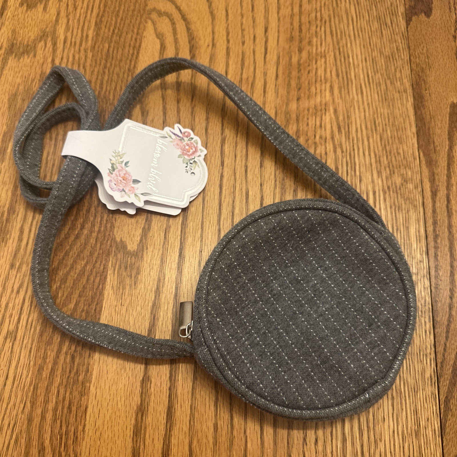 Blossom Blvd circle crossbody bag Canvas Gray Purse Minimalist