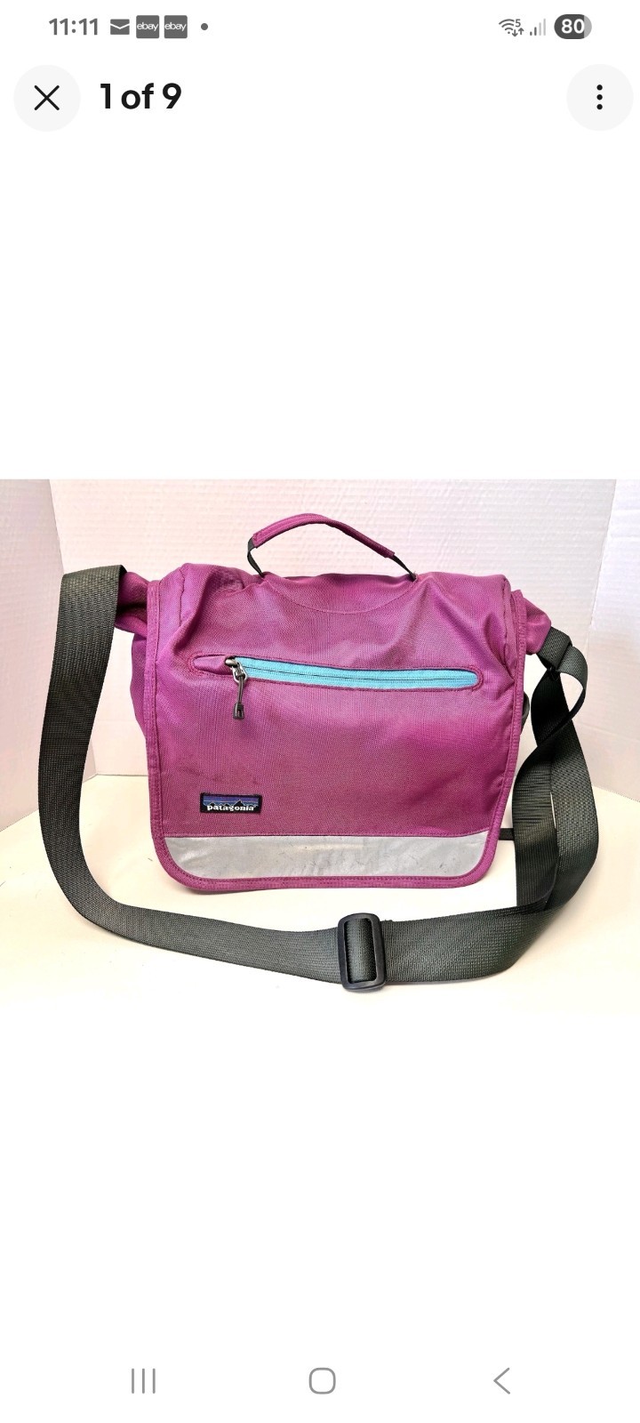 Patagonia Purple Half Mass Messenger Bag Adjustable Strap Buckle Zip Pockets