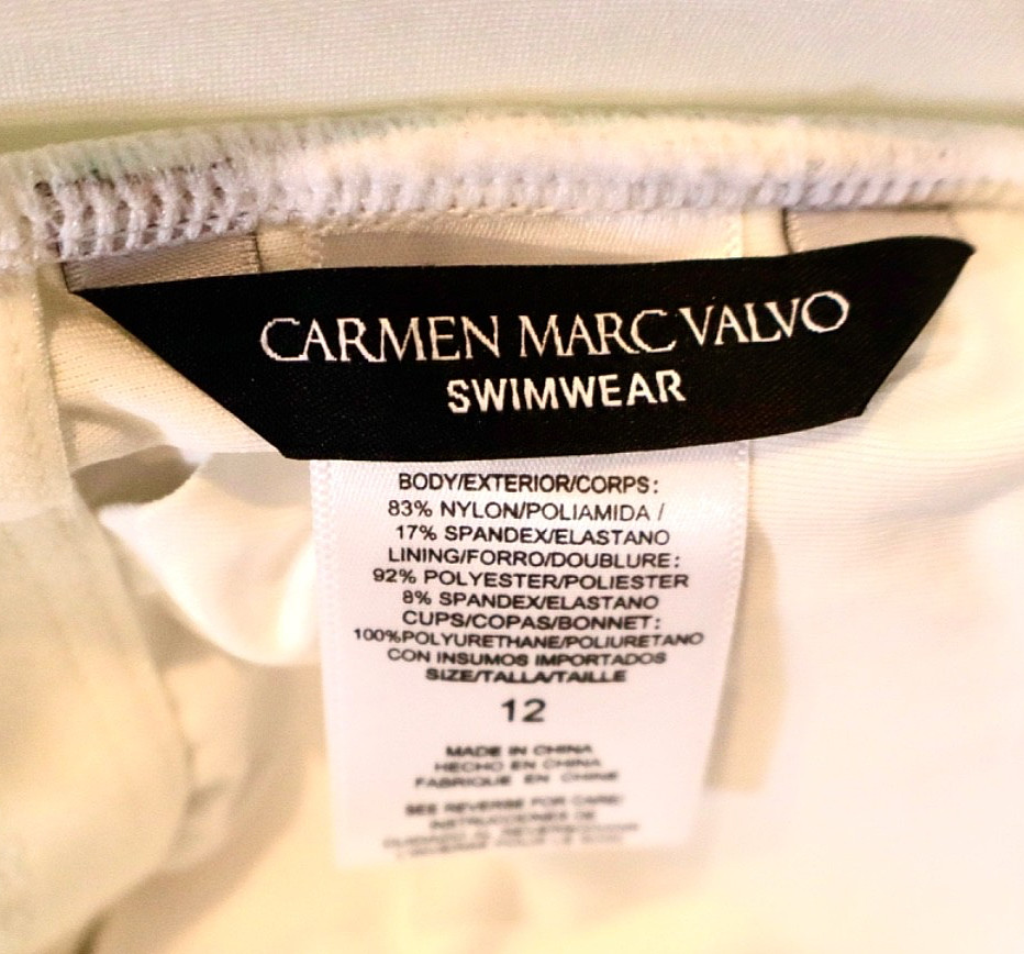 CARMEN MARC VALVO Peacock Halter Convertible Swimsuit Women’s Size 12 NWT