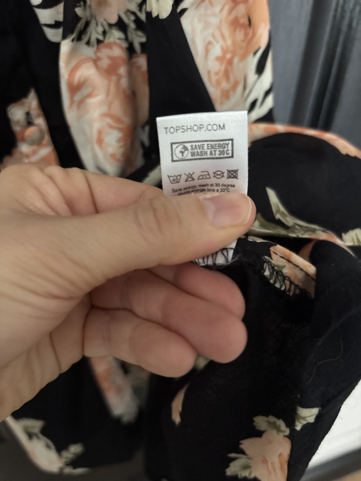 Topshop black peach coral floral round neck sleeveless knee length dress 6