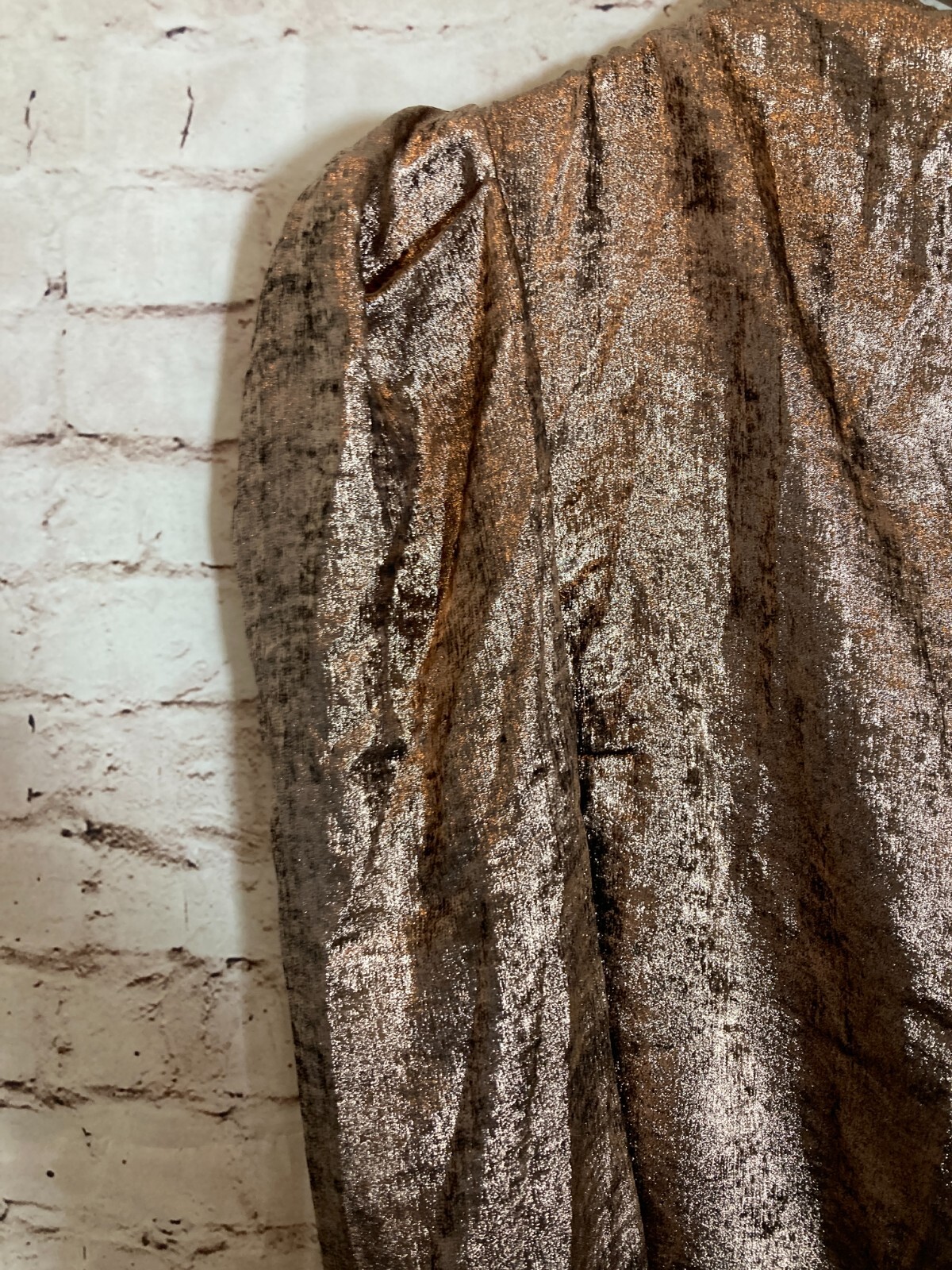 Future Collective Kahlana Barfield Brown Top Womens Small Copper Satin Shimmer