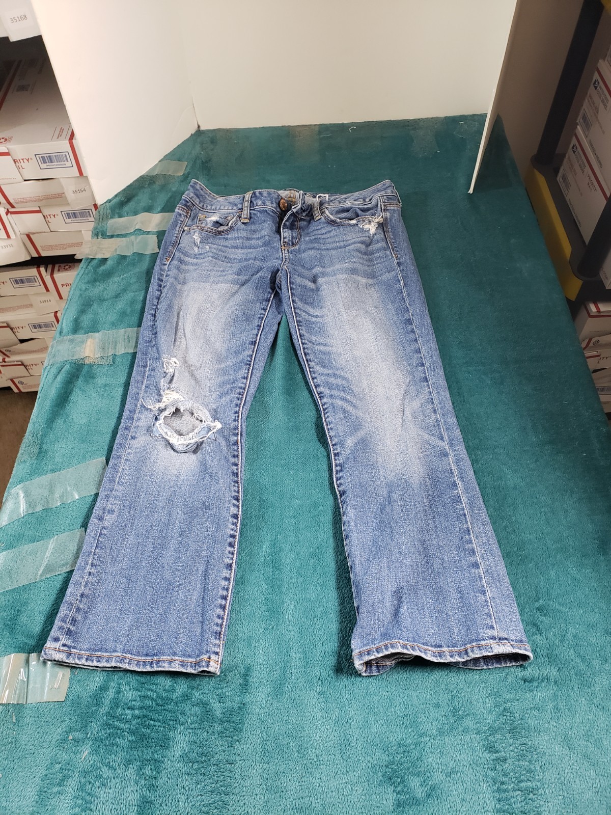 American Eagle Jeans Size 4 Womens Blue Stretch Pants Mid Rise Vintage Flared