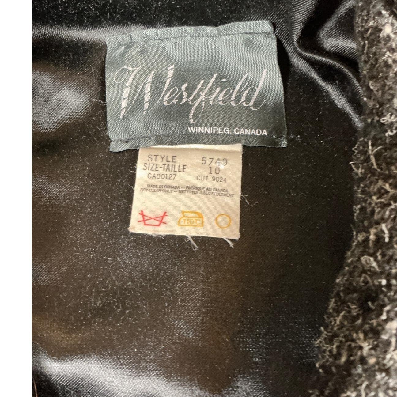 Westfield Vintage Grey Wool Blend Tweed Long Coat Womens Size 10 Made in Canada