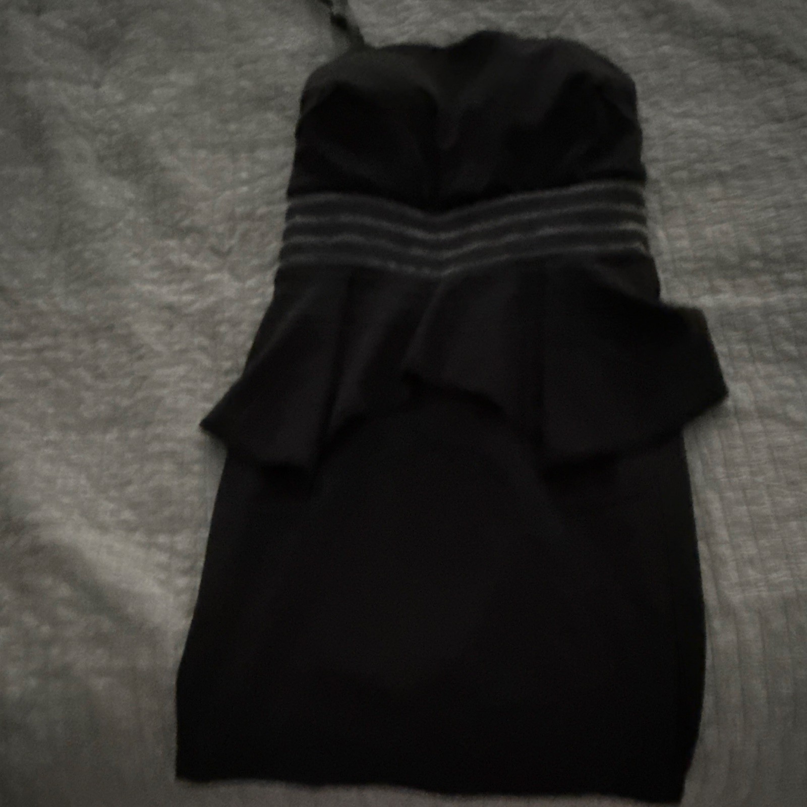 Black Solid Strapless Sleeveless Bodycon Short Dress w/ Zip Back, Size S