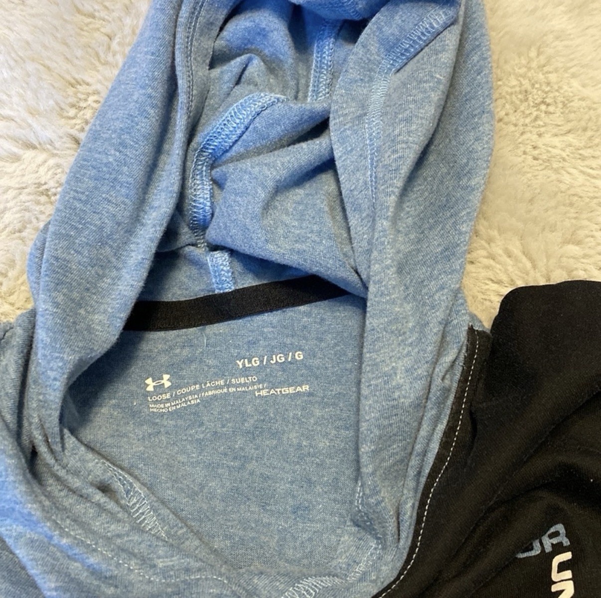 Under Armour HeatGear Youth Blue/Black Pullover Hoodie Loose Fit Graphic YLG