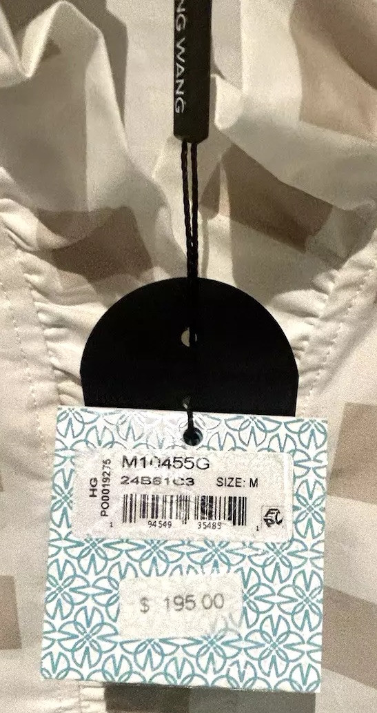 $195 Ming Wang Blue Ruffle Collar Shirt Size M