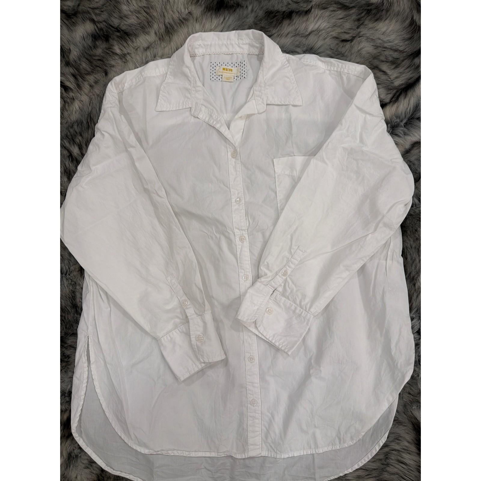 Maeve Anthropologie Womens XL White Cotton Oversized Button Down Shirt OB1671678