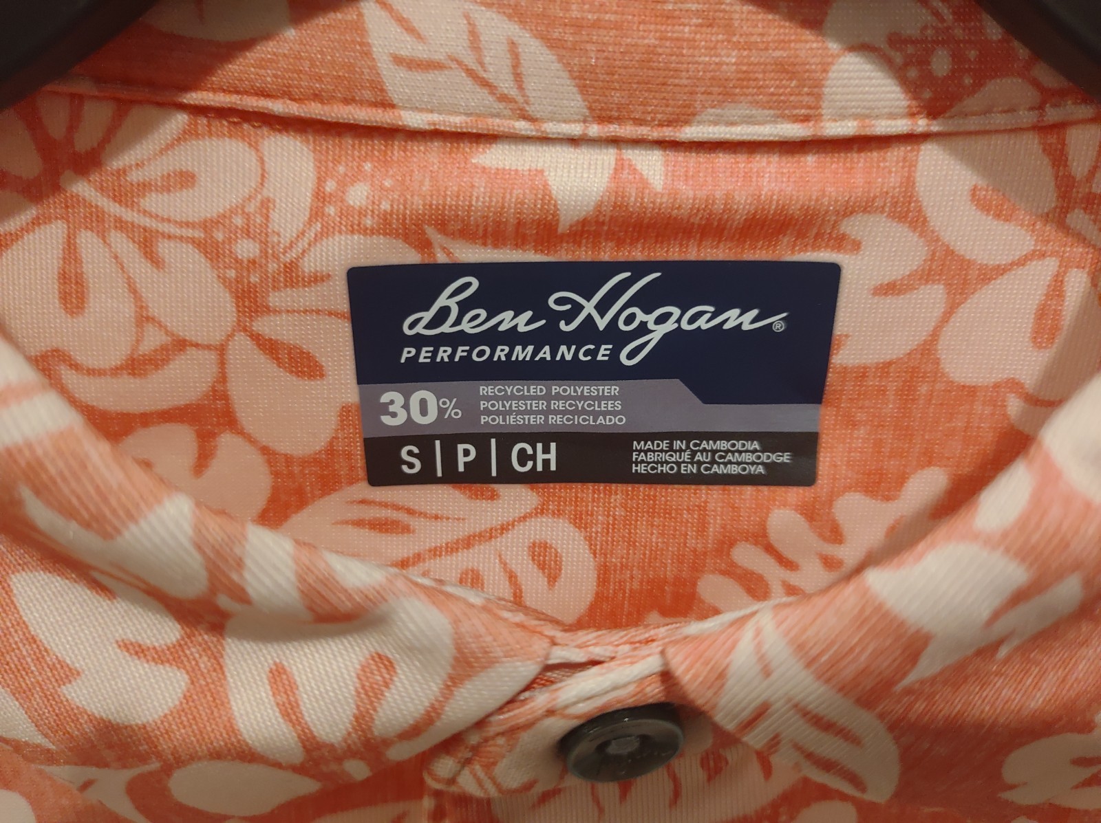 Ben Hogan Men’s Performance Golf Polo Shirt Flamingo Plume Print Size S
