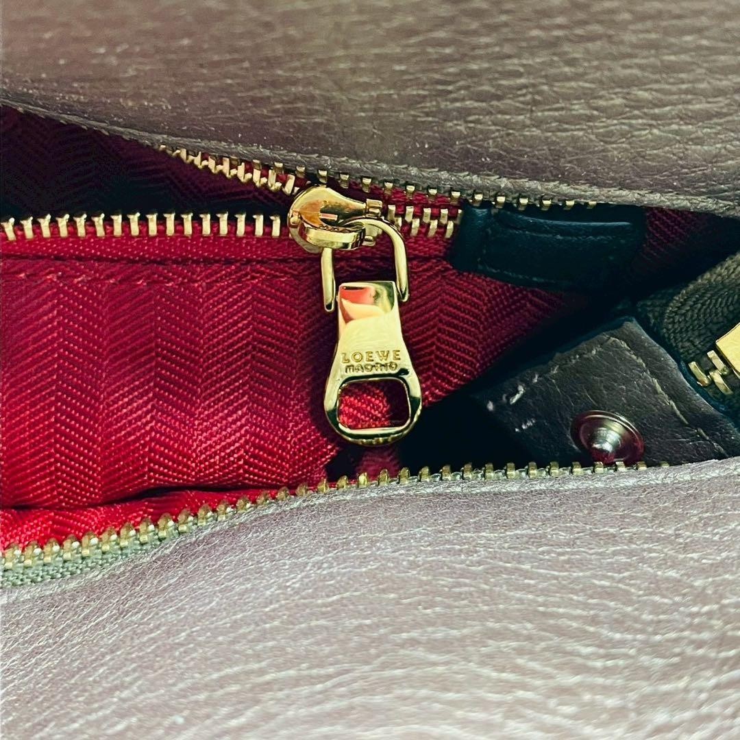 LOEWE Anagram Husta Handbag Bronze Dark Brown Leather