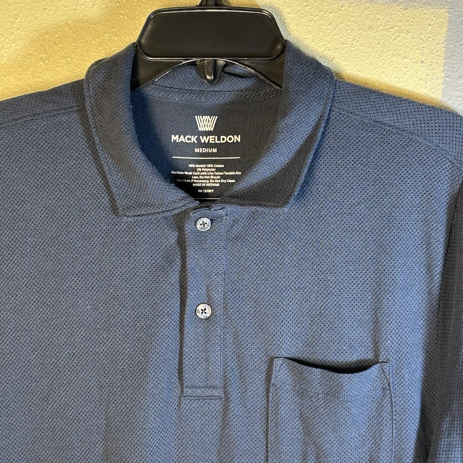Mack Weldon Breathable Polo Shirt Blue Modal Blend For Daily Wear Mens Size M