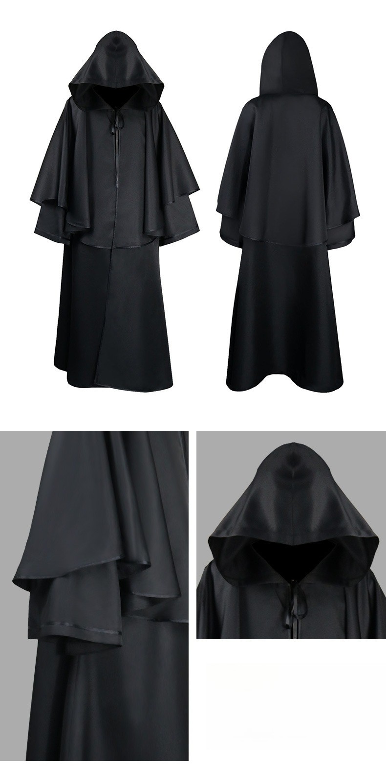 Hooded Monk Cloak Long Sleeve Wizard Robe Reaper Halloween Costume 5 Colors