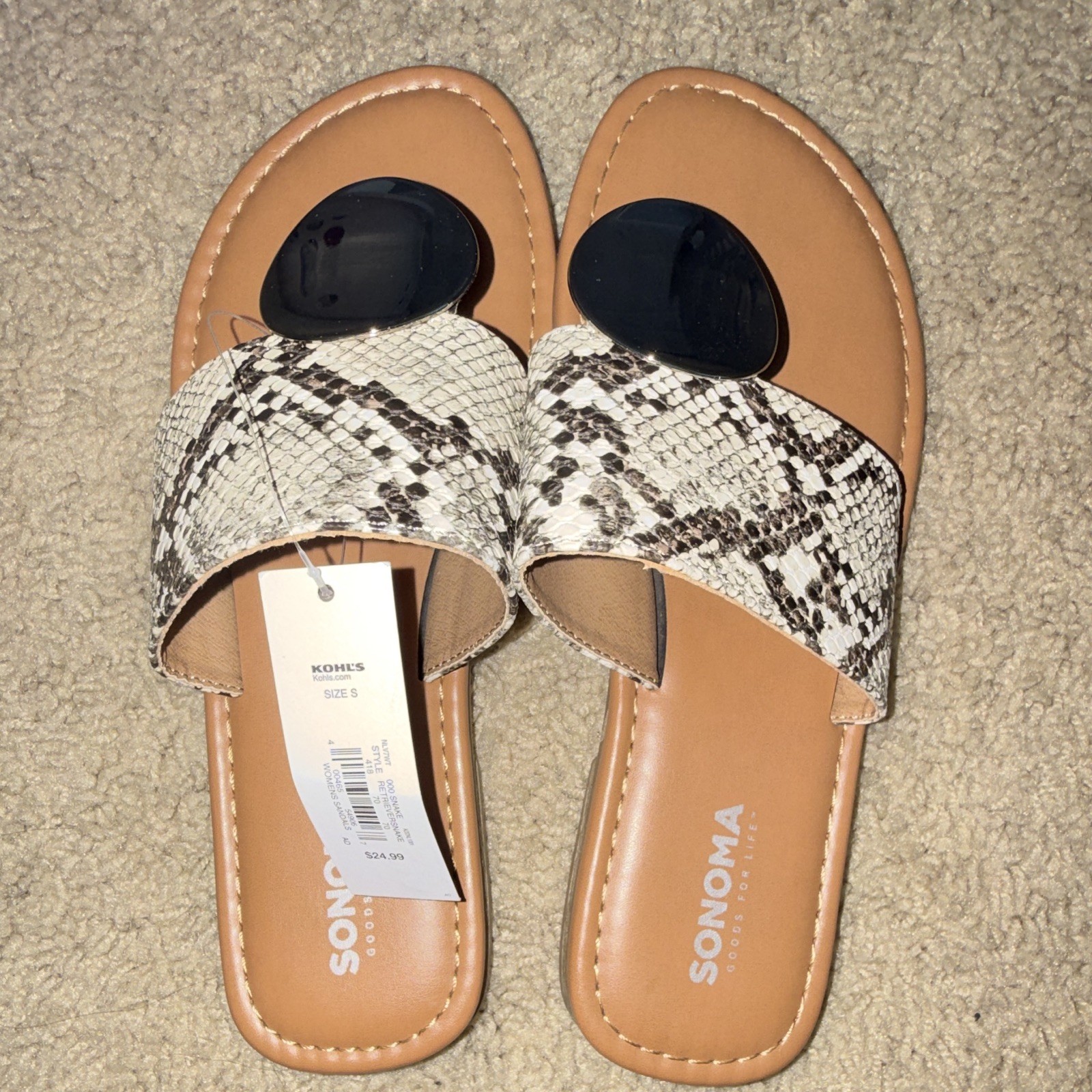 Sonoma Goods For Life Women’s Black Snake Print Slide Sandals Synthetic Size S