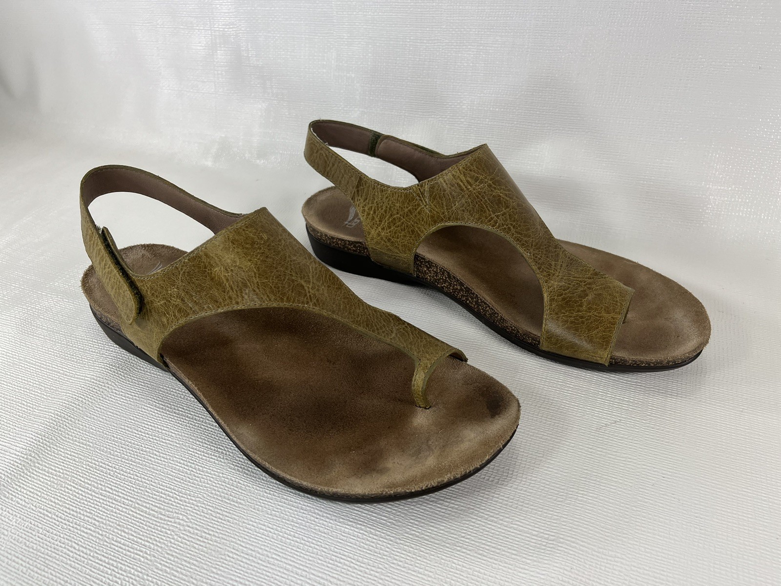 Dansko Reece Burnished Brown Leather Toe Loop Sandals Womens Size 41 US 10.5-11