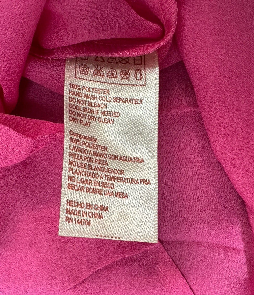 Araza NWT Pink Top Plus Size 2x Lightweight 3/4 Sleeve Lace Detail Button V Neck