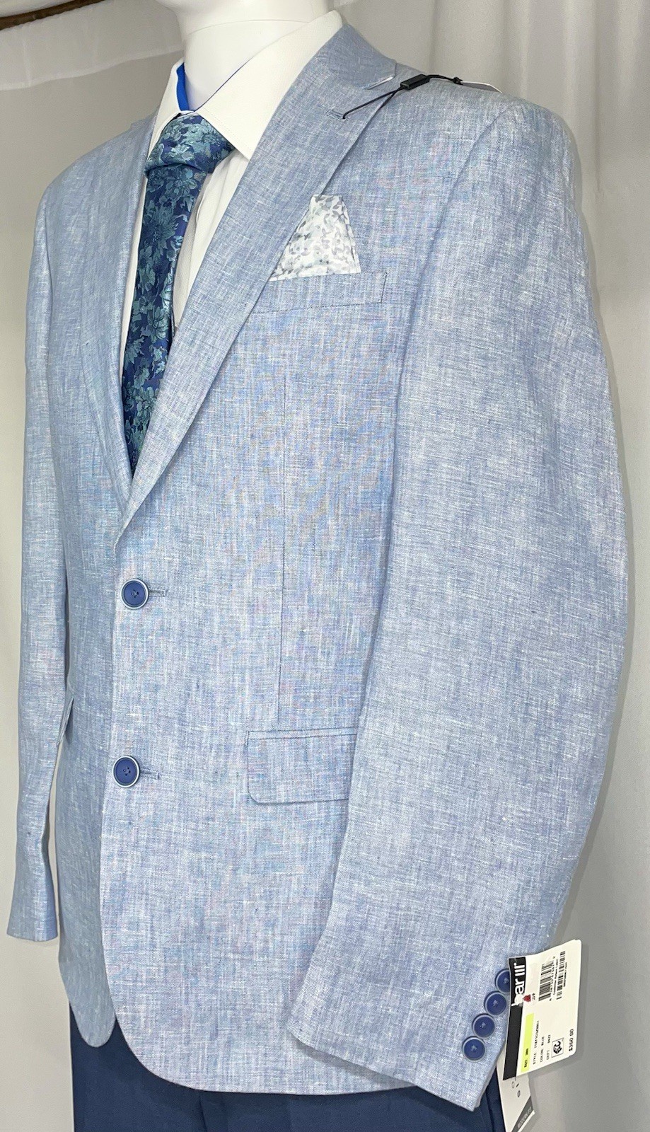 Bar Ill Mens Slim fit Suit Jacket Blazer 38R Light Sky Blue Linen New NWT