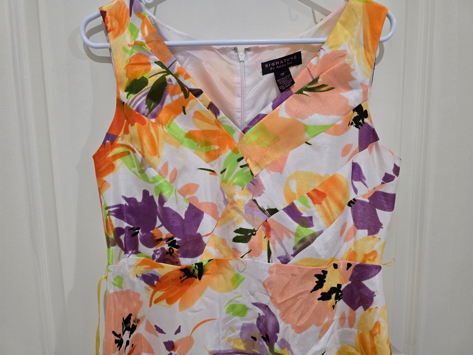 Signature by Robbie Bee Womens Size 12 Colorful Floral Sleeveless Lined Dress