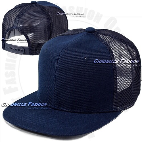 Trucker Hat Mesh Baseball Cap Snapback Adjustable Plain Solid Hip Hop Flat Men