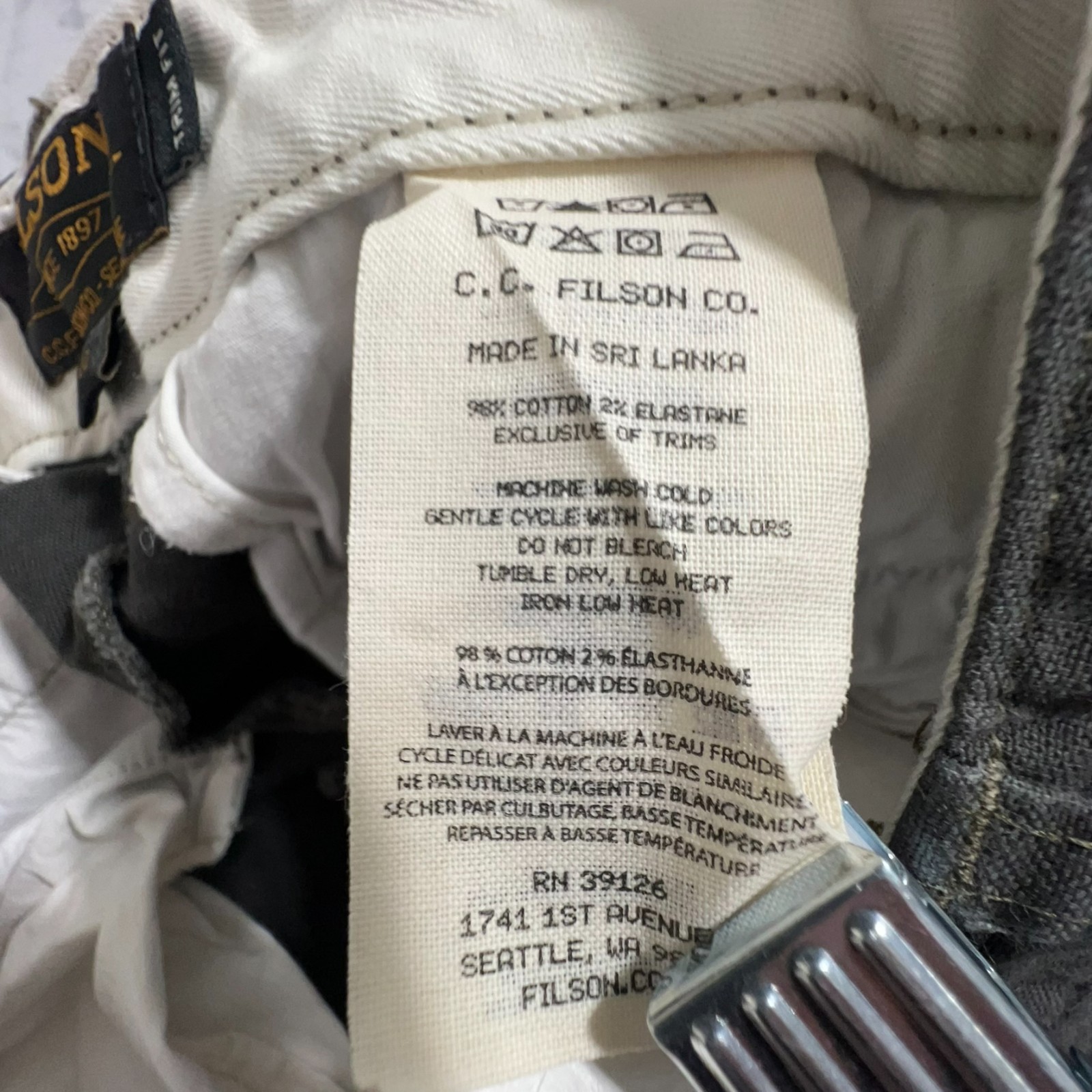Filson Draftsman Canvas Pants Mens 30×30 Charcoal Gray Work Chinos Straight