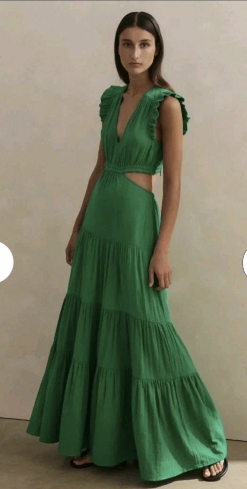 ME+EM Cheesecloth Cut Out Maxi Dress, Clover Green, Size 14