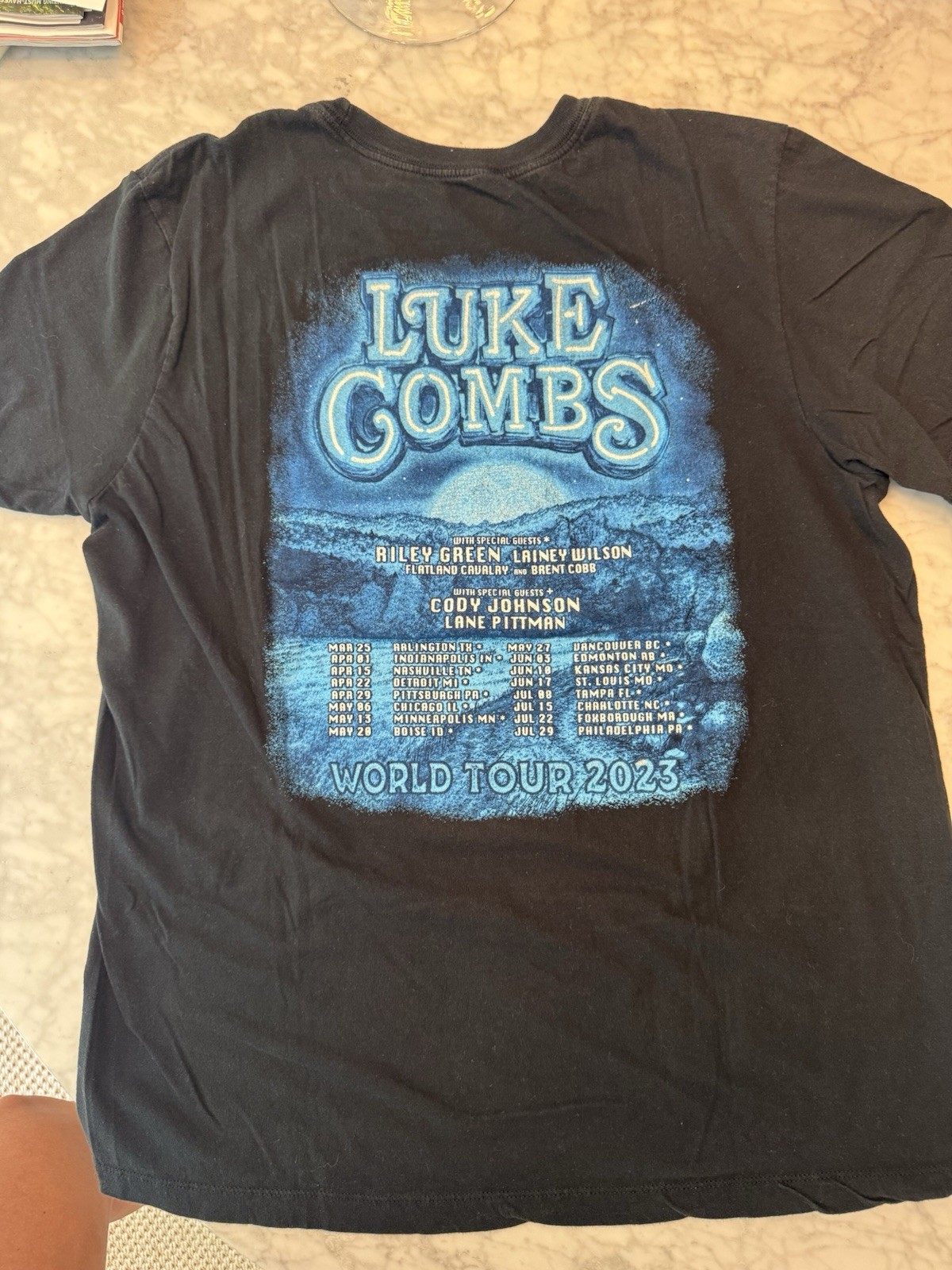 Luke Combs with Riley Green and Lainey Wilson 2023 Tour Black and Blue T-Shirt
