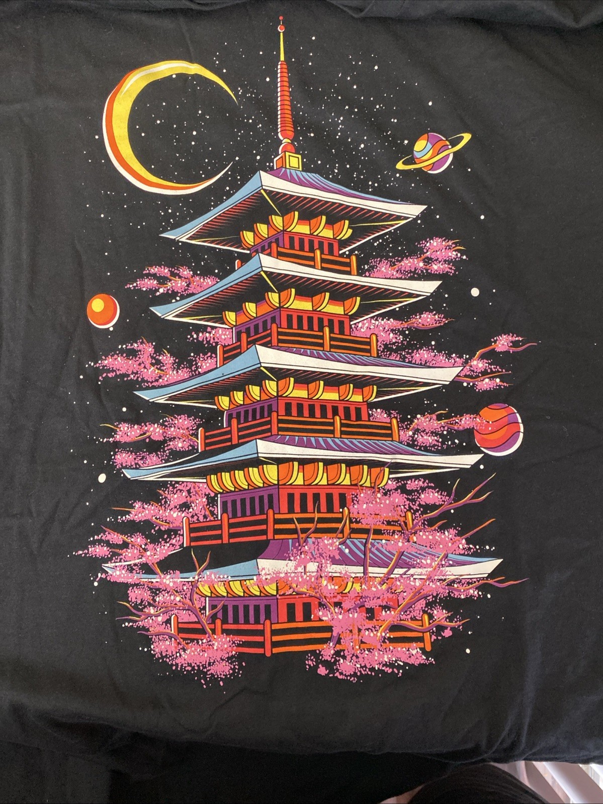 Into The AM Graphic Tee Unisex Black Size 3XL Sakua Galaxy Cherry NWOT