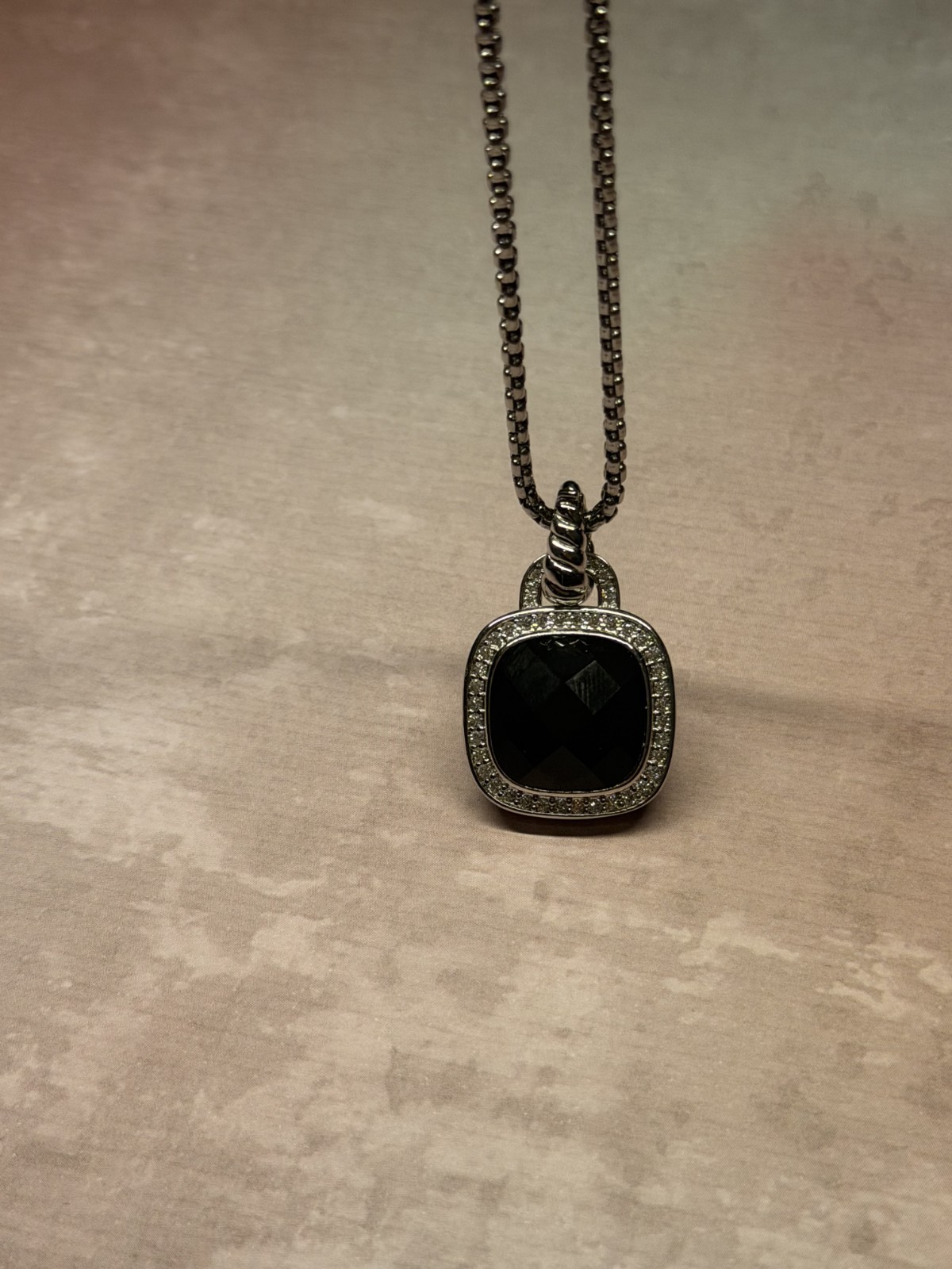 david yurman sterling silver 925 black onyx 20mm necklace 18″