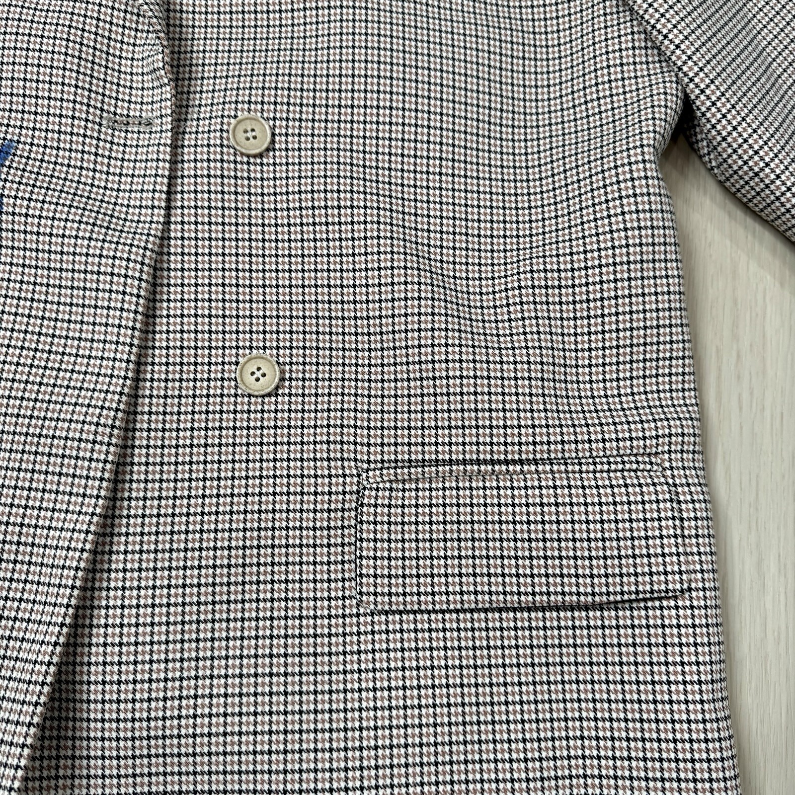 THELEADER Men’s Gray Houndstooth Embroidered Lined Blazer Pockets Size M
