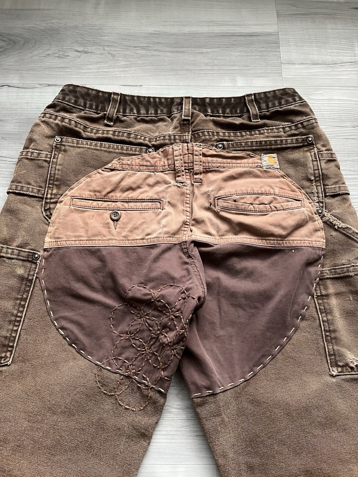 Vintage Carhartt B136 DKB Double Knee Carpenter Pants 32×27 – FADED & Repaired