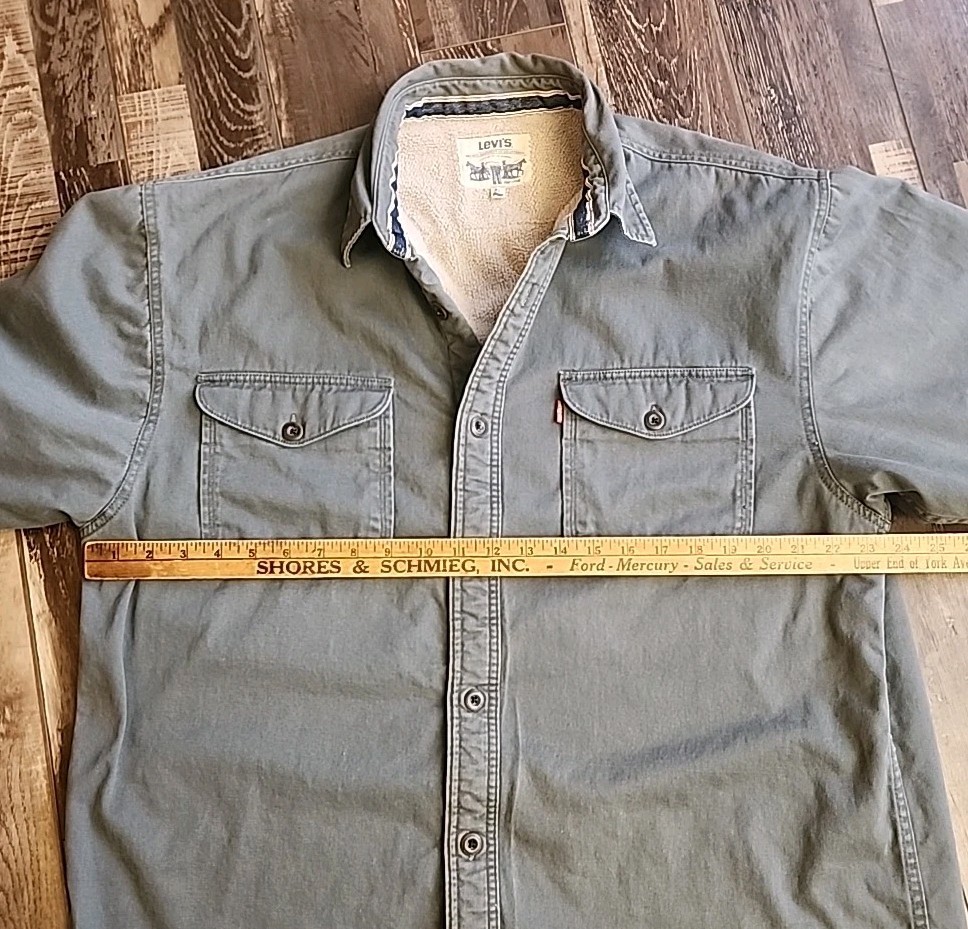 Levi’s Jacket Shacket Shirt Mens XL Sherpa Lined Button Up Light Gray