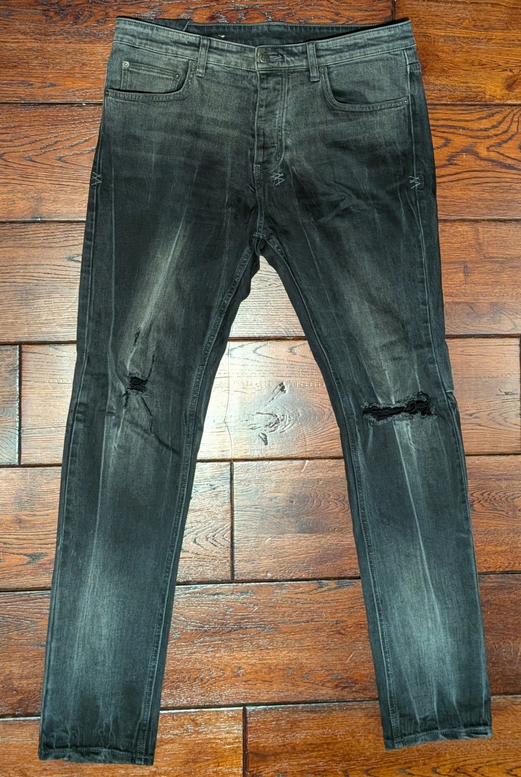 Ksubi Men’s Black Distressed Chitch Smoke Out Rose Denim Jeans Size 34(18″)x31.5