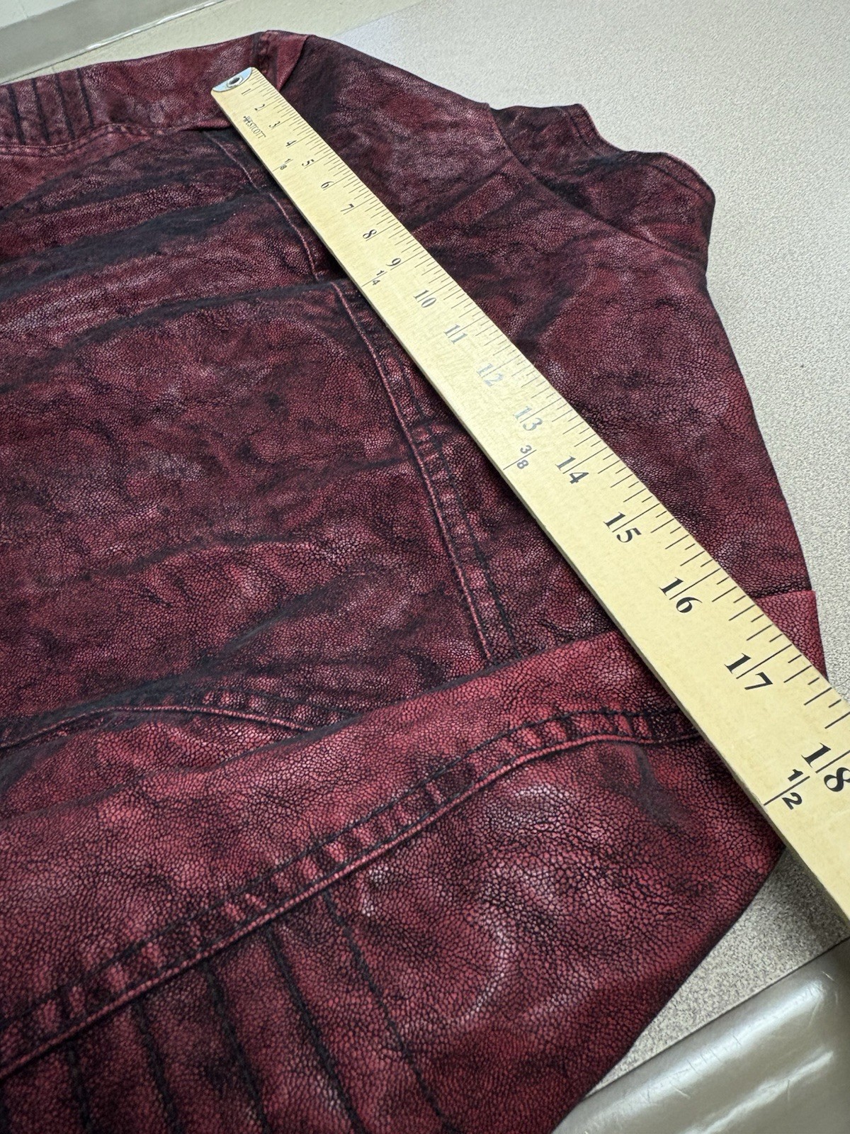 Burgundy Blood Red Moto Jacket Faux Leather Zippers Biker Rock Goth Small