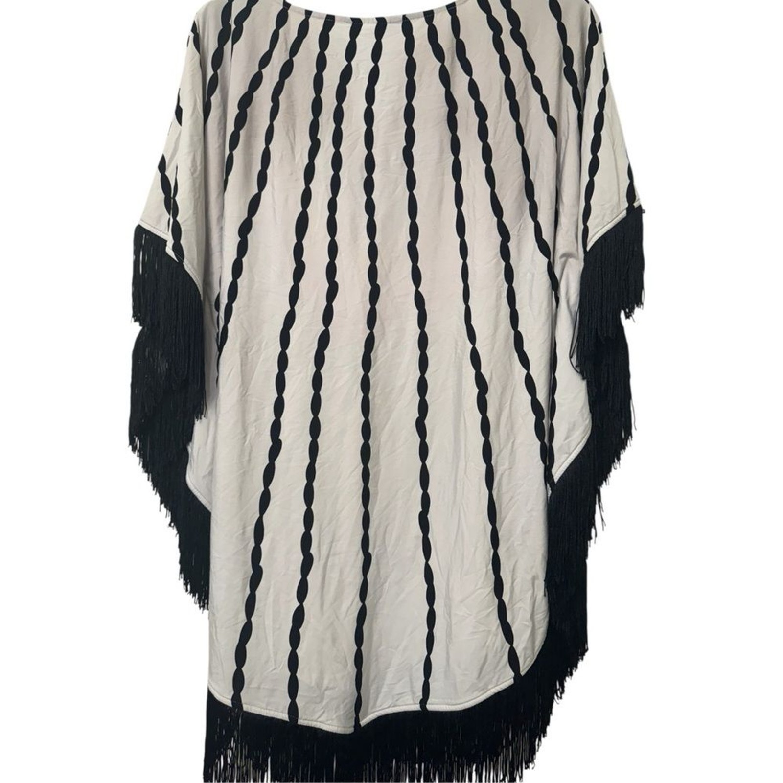 Trina Turk Boho Fringe Poncho Printed Top