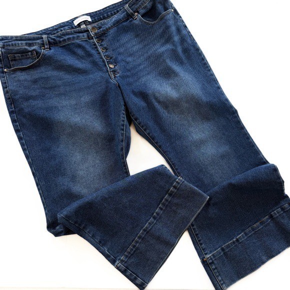 Lane Bryant Jeans Womens Plus Sz 22 Button Fly Stretch Wide Leg Trouser