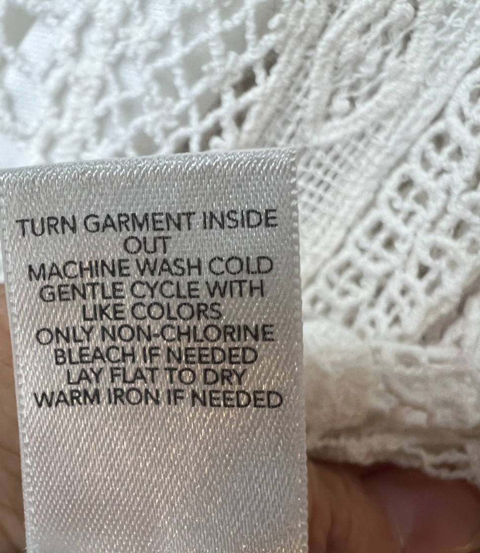 Cottagecore Large White Crochet Blouse 100% Cotton Boho Coastal Travel Feminine
