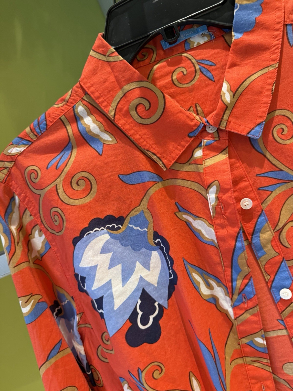 J. McLaughlin Orange Printed Shirt Size XL