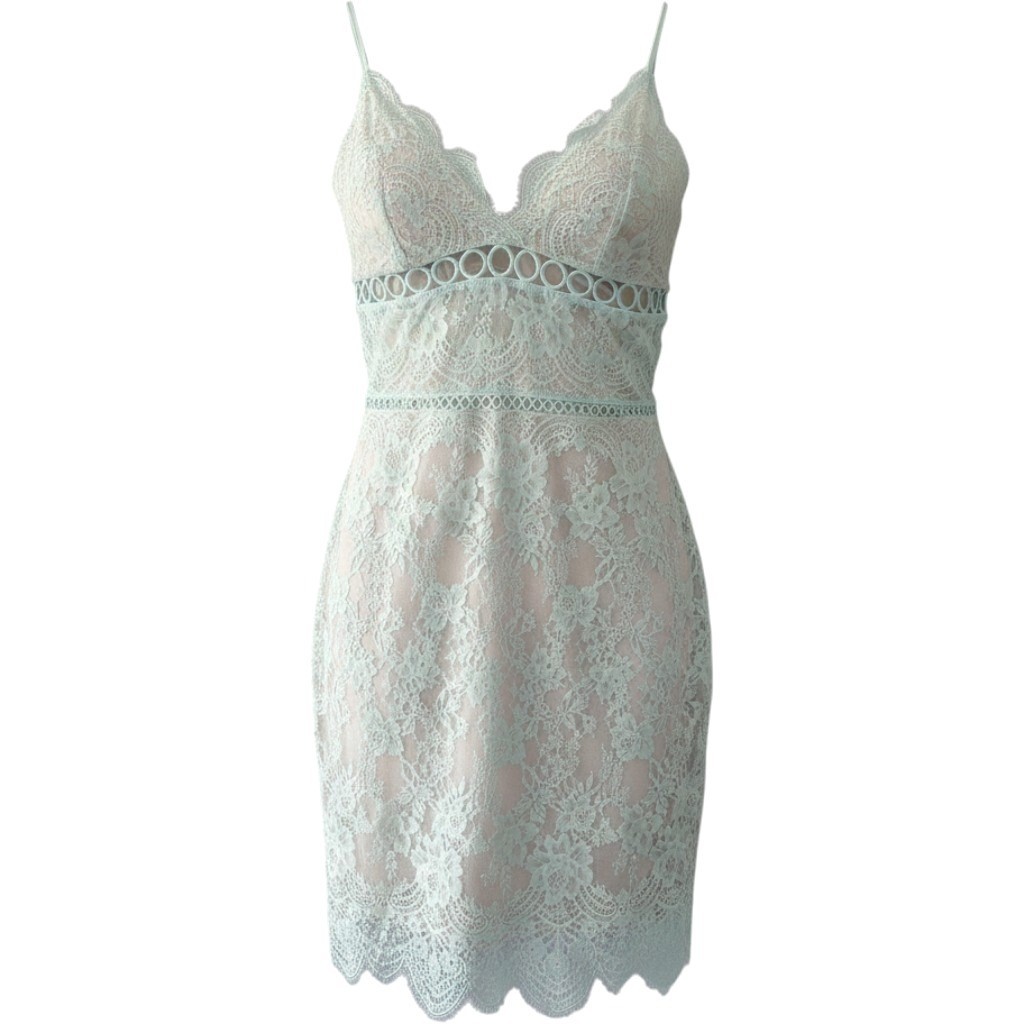 Victoria’s Secret Lace Slip Dress Y2K Mesh Coquette Fairycore SZ Large Green