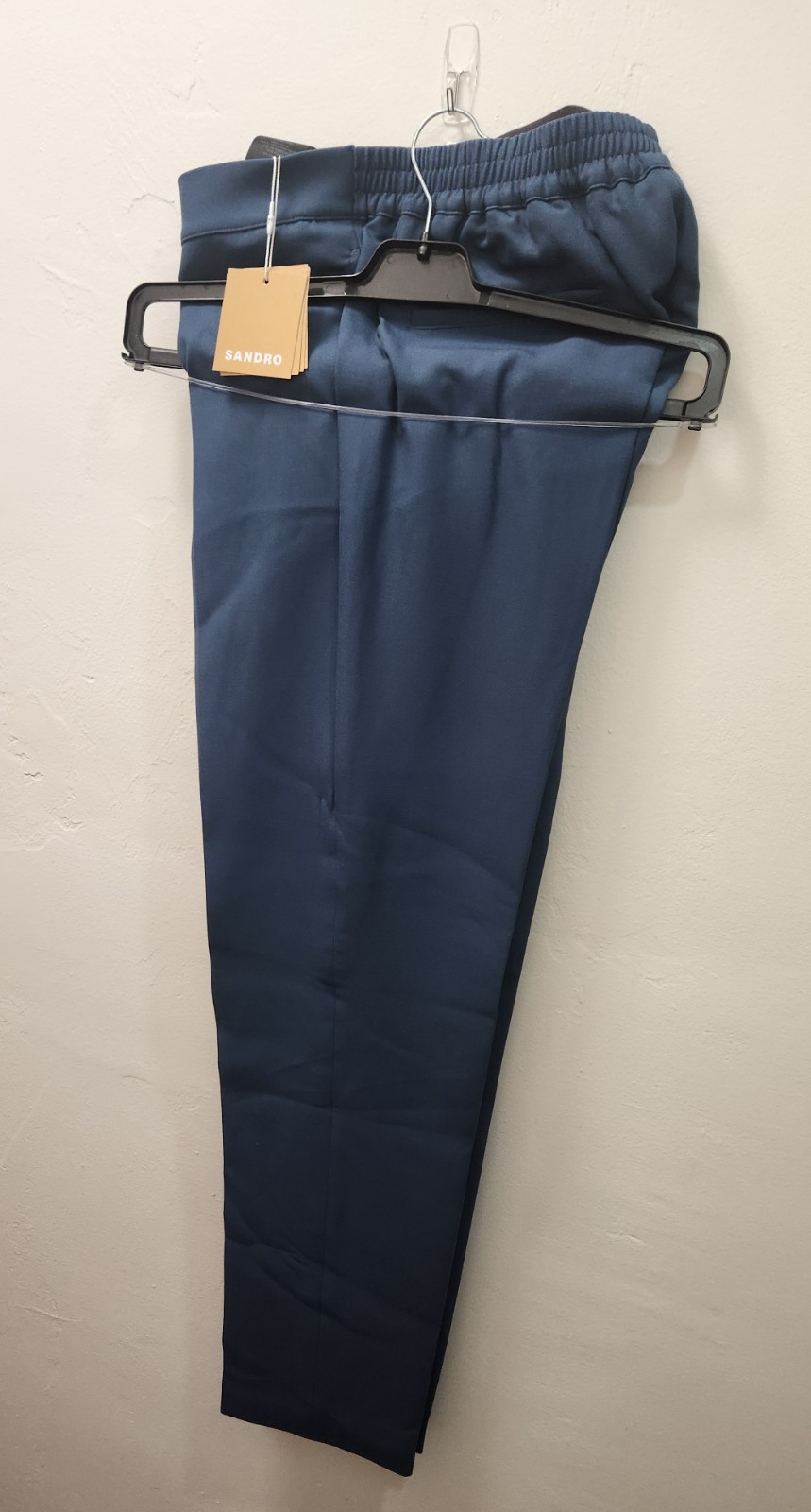 SANDRO Mens Jersey Trousers Size 42 FR (Large, 34/35 in US) Elastic Waist Blue