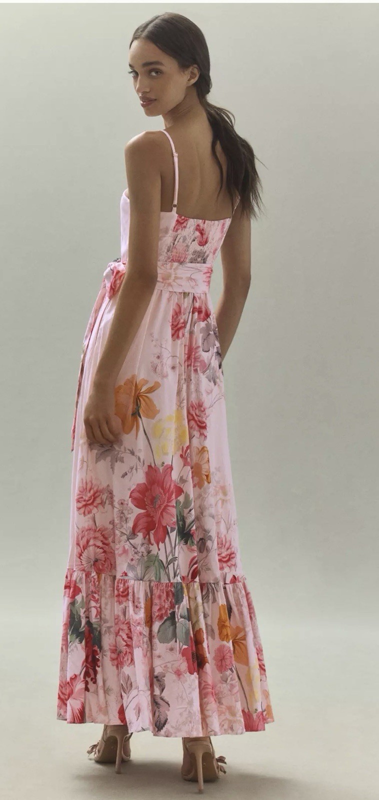 BHLDN Aubree Sleeveless Fit & Flare Linen Maxi Dress In Pink Floral,