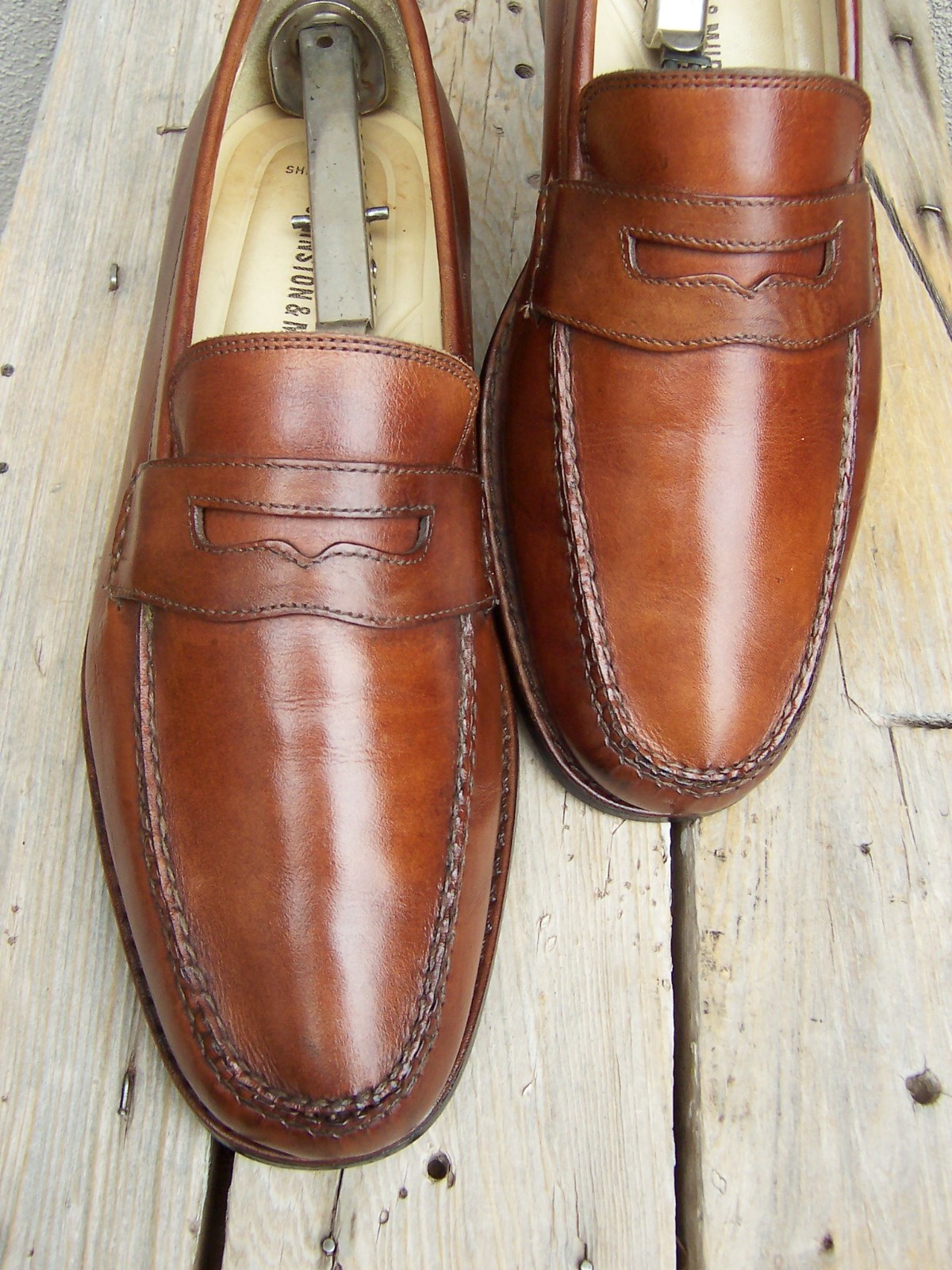 JOHNSTON MURPHY Mens Casual Dress Shoes Brown Leather Penny Loafers Sz Size 8.5M