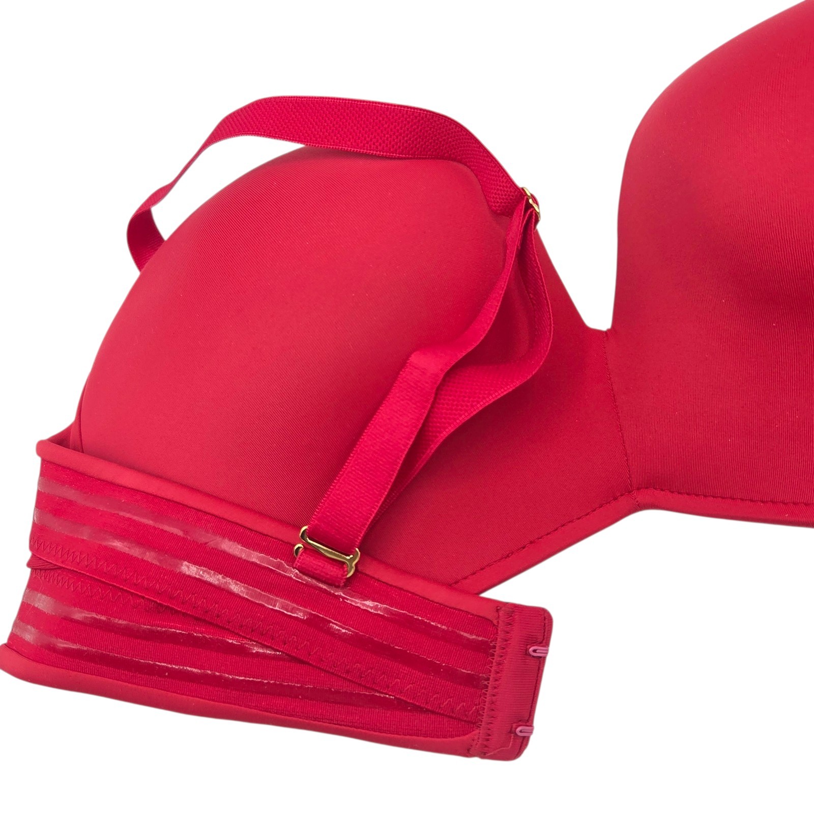 LEONISA Antigravity Wireless Strapless Bra 38B Extreme Plush Up Cherry Red NEW